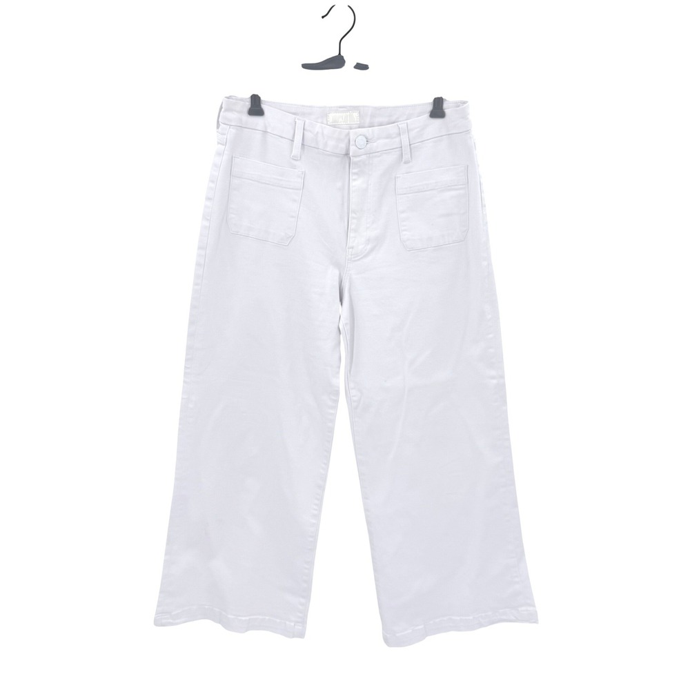 KUT from the Kloth Meg White Wide Leg‎ Crop High Rise Patch Pocket Jeans 10